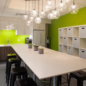 Corporate office fit-out including electrical construction, tel/data, A/V, security, HVAC, and fire alarm upgrade